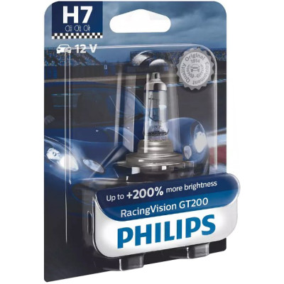 Автолампа Philips H7 12972RGTB1 RacingVision GT200 +200% 12V 55W (PX26d) B1 (блістер) (шт.)