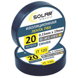 Изолента SOLAR IT120 синяя 20м