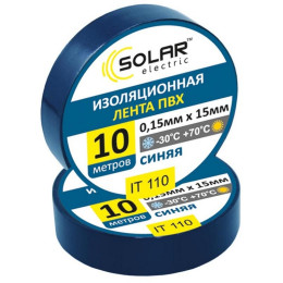 Изолента SOLAR IT110 синяя 10м