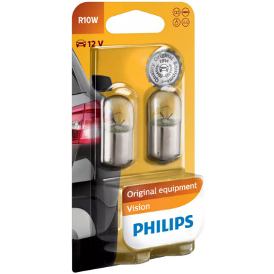 Автолампа вказівна Philips 12814 R10W-02В 12V (BA15s) (блістер) (шт.)