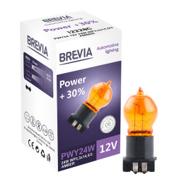 Галогеновая лампа Brevia PWY24W 12V 24W WP3,3x14,5/4 AMBER Power +30% CP (12228C)