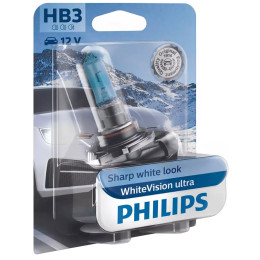 Автолампа Philips НB3 9005WVUB1 12V WhiteVision ultra +60% (3800K) B1 (блістер) (шт.)