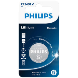 Батарея Philips CR2450 Button Lithium 3V B1 (блістер) (шт.)