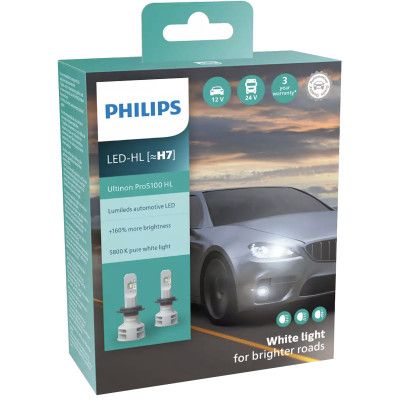 Комплект автоламп Philips LED H7 11972U51 12/24V Ultinon Pro5100 +160% X2 (шт.)