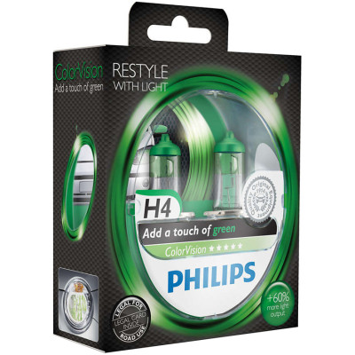 Автолампа Philips 12342 H4 CVPGS2 ColorVision Green 12V 60/55W (P43t-38) (блістер) (шт.)