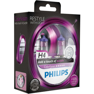 Автолампа Philips 12342 H4 CVPPS2 ColorVision Purple 12V 60/55W (P43t-38) (блістер) (шт.)