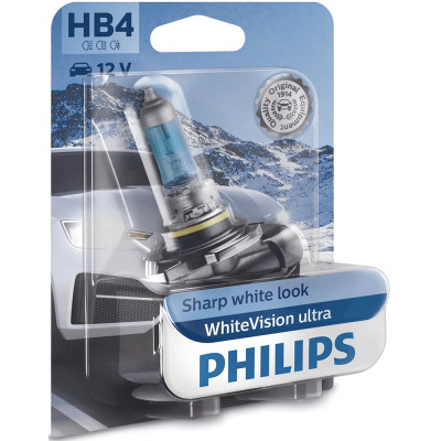 Автолампа Philips НB4 9006WVUB1 12V 51W (P22d) WhiteVision ultra +60% (4200K) B1 (блістер) (шт.)