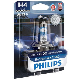 Автолампа Philips H4 12342RGTВ1 RacingVision GT200 +200% 12V 60/55W (P43t-38) В1 (блістер) (шт.)