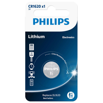 Батарея Philips CR1620 LITHIUM MINICELLS B1 (блістер) (шт.)