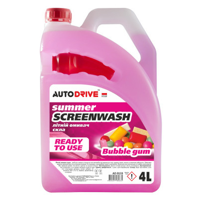 Омивач скла літній, Auto Drive Summer Screen Wash Buble Gum 4Л.