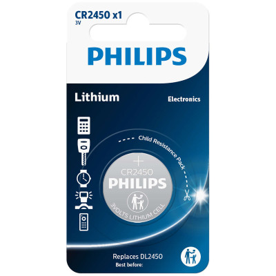 Батарея Philips CR2450 Button Lithium 3V B1 (блістер) (шт.) Батарея Philips CR2450 Button Lithium 3V B1 (блістер) (шт.)
