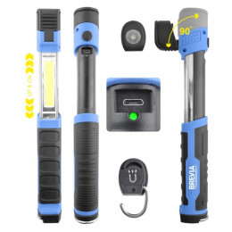Фонарь для СТО для охоты для рыбалки светодиодный телескоп Brevia 3W COB+1W LED 300lm 2000mAh (11350)